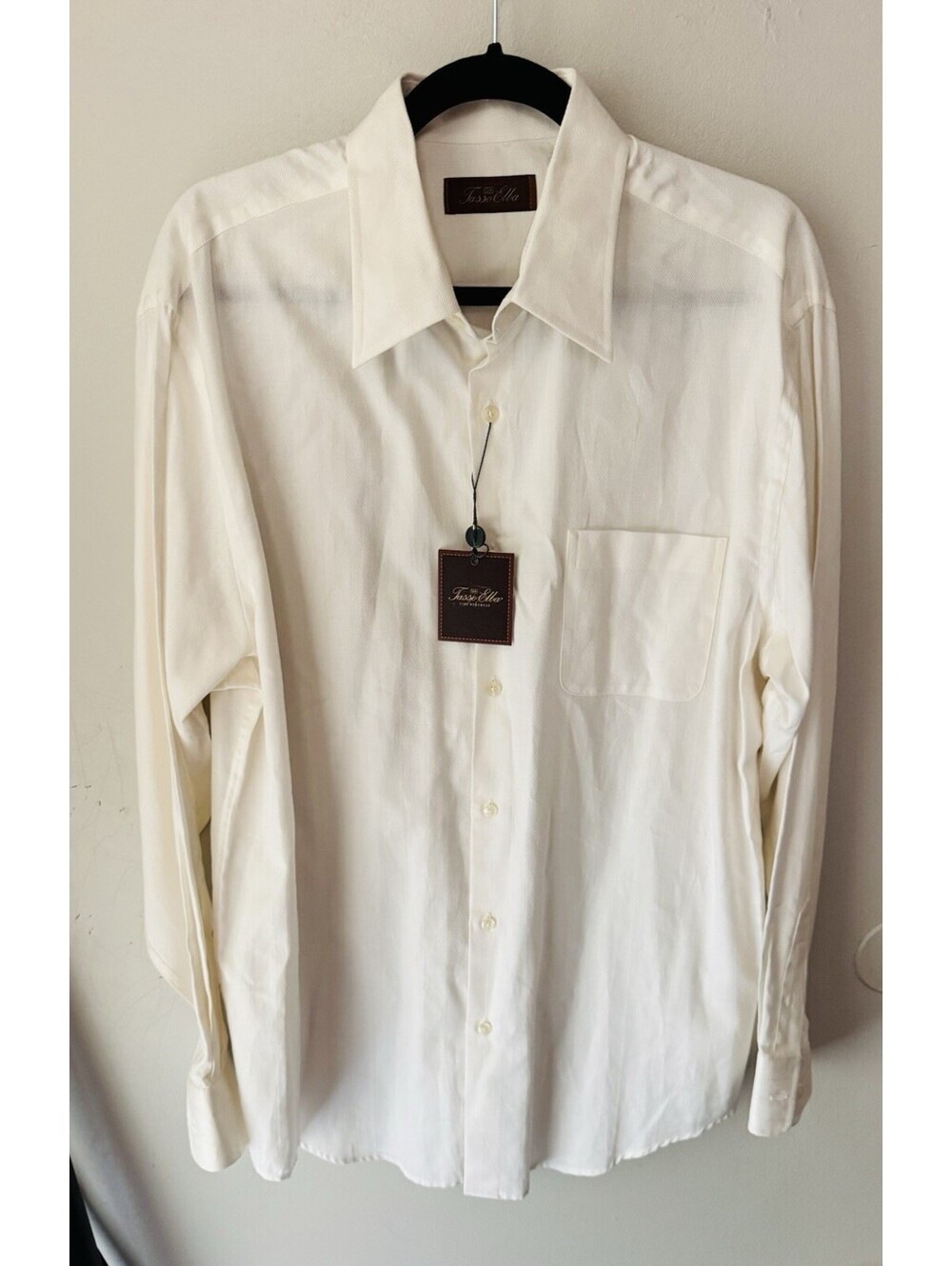 Tasso Ella,Mens Off White Dress shirt Size Large, Herringbone Pattern - Picture 1 of 7